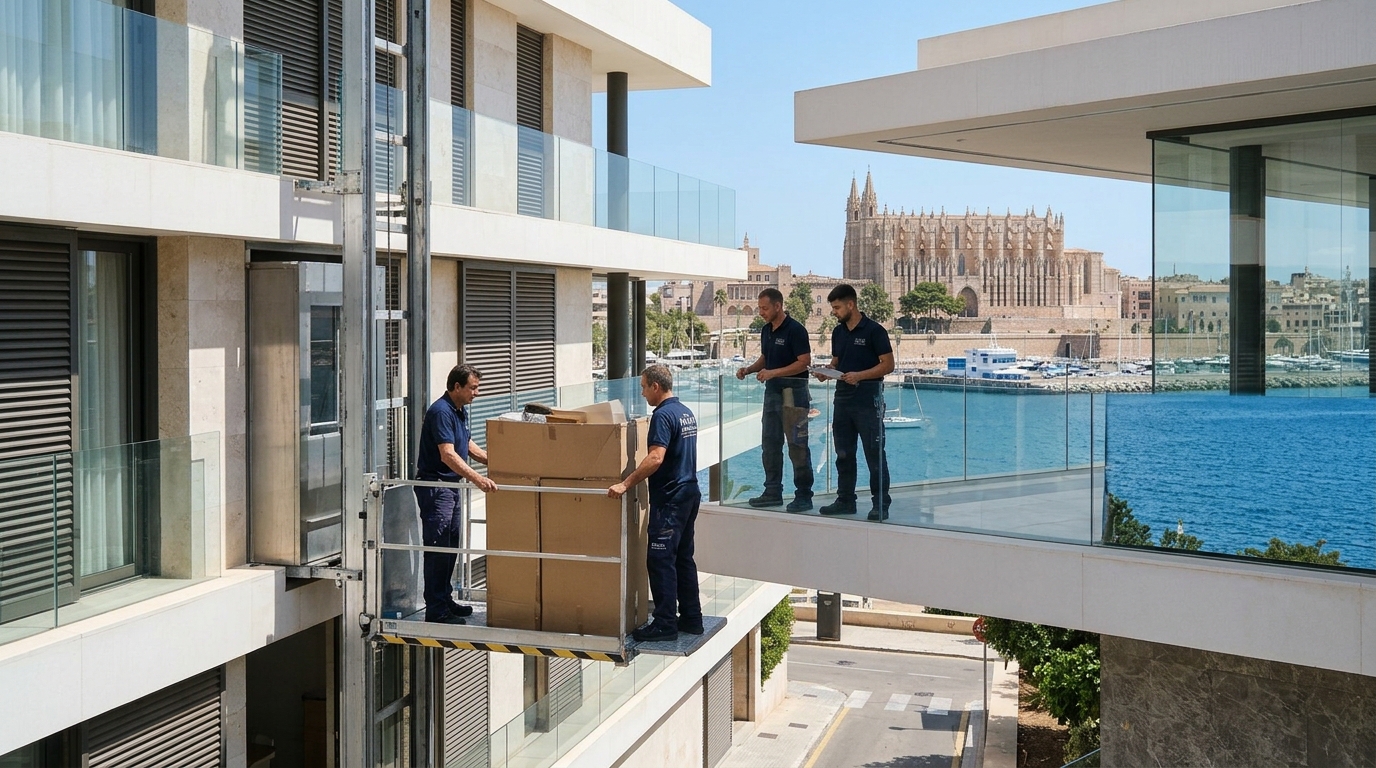 Mudanzas con elevador exterior en Palma