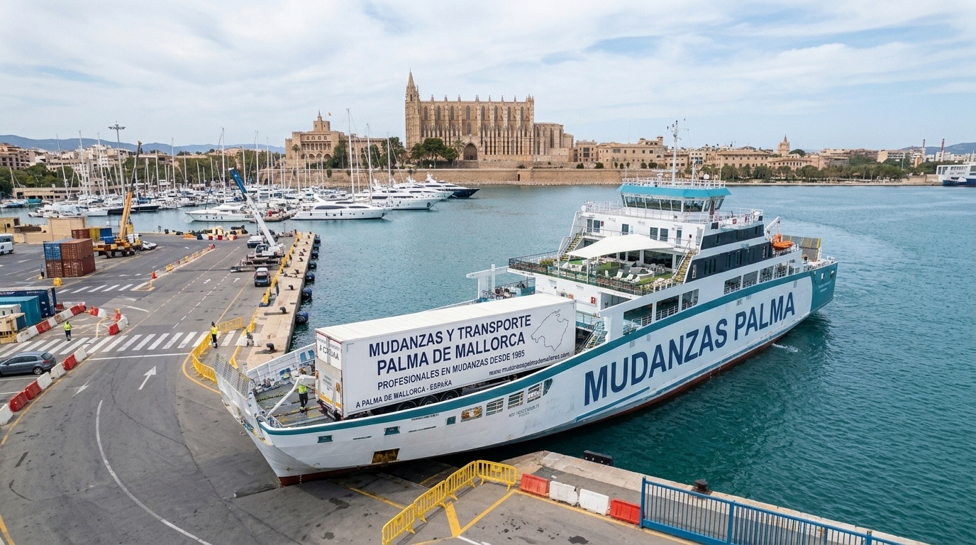 Mapa de la ruta de mudanzas A Coruña - Palma de Mallorca