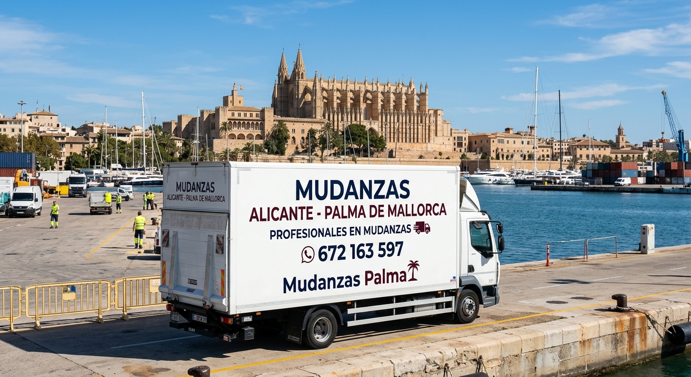 Mapa de la ruta de mudanzas Alicante - Palma de Mallorca