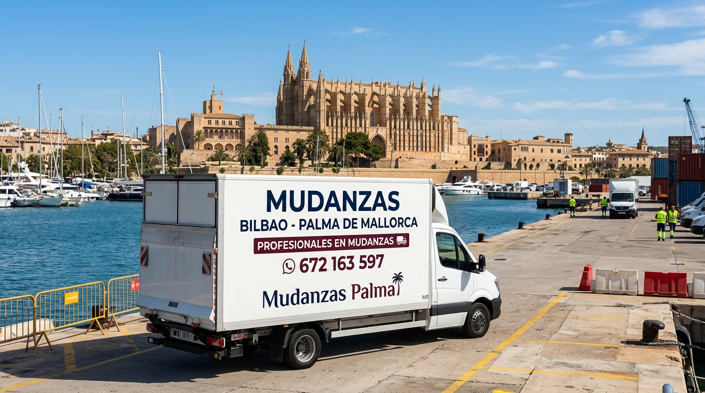 Mapa de la ruta de mudanzas Bilbao - Palma de Mallorca