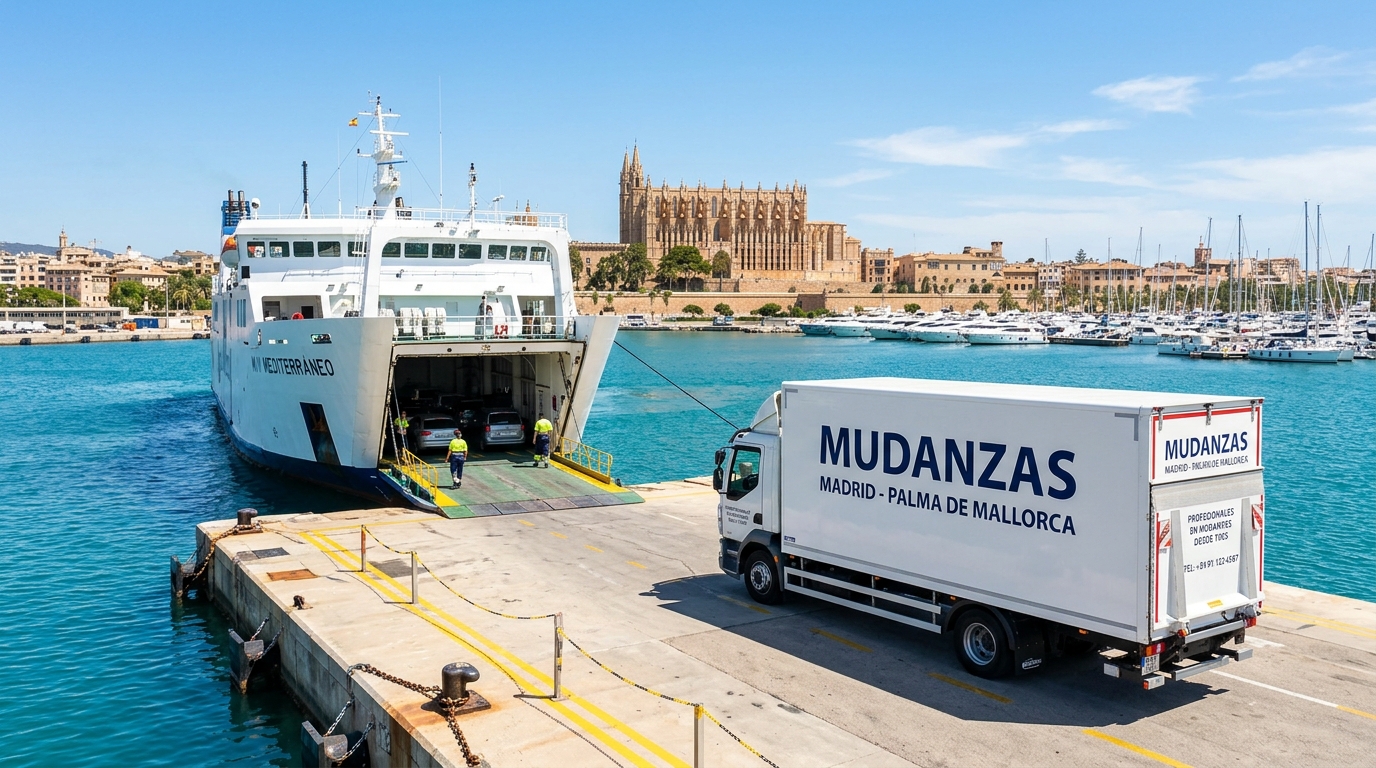 Mapa de la ruta de mudanzas Madrid - Palma de Mallorca