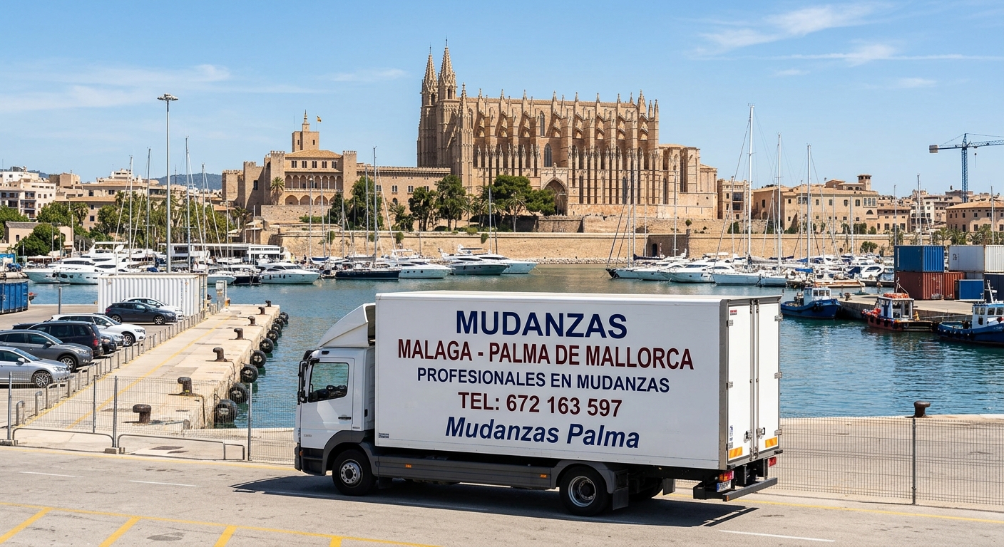 Mapa de la ruta de mudanzas Málaga - Palma de Mallorca