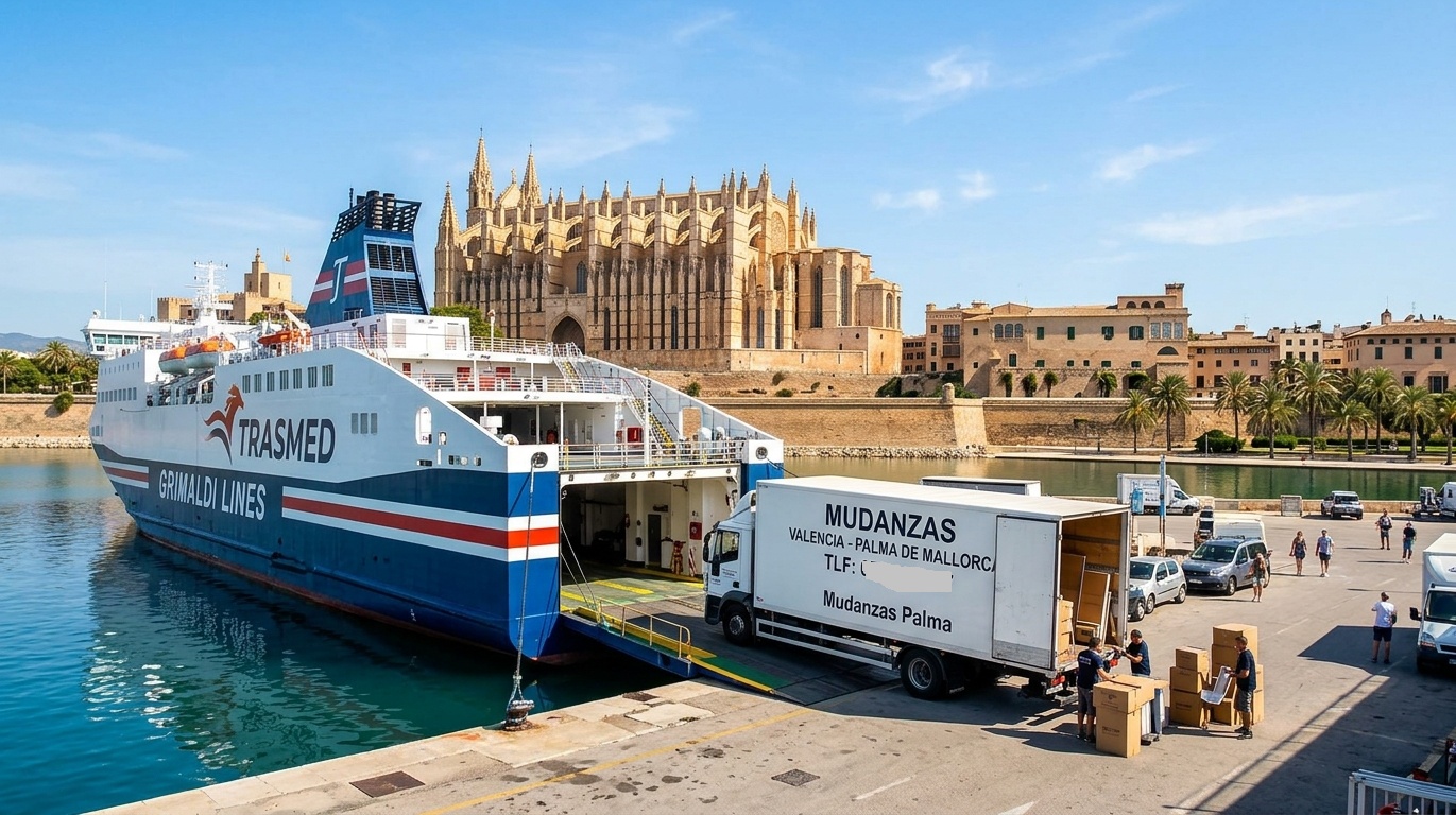 Mapa de la ruta de mudanzas Valencia - Palma de Mallorca