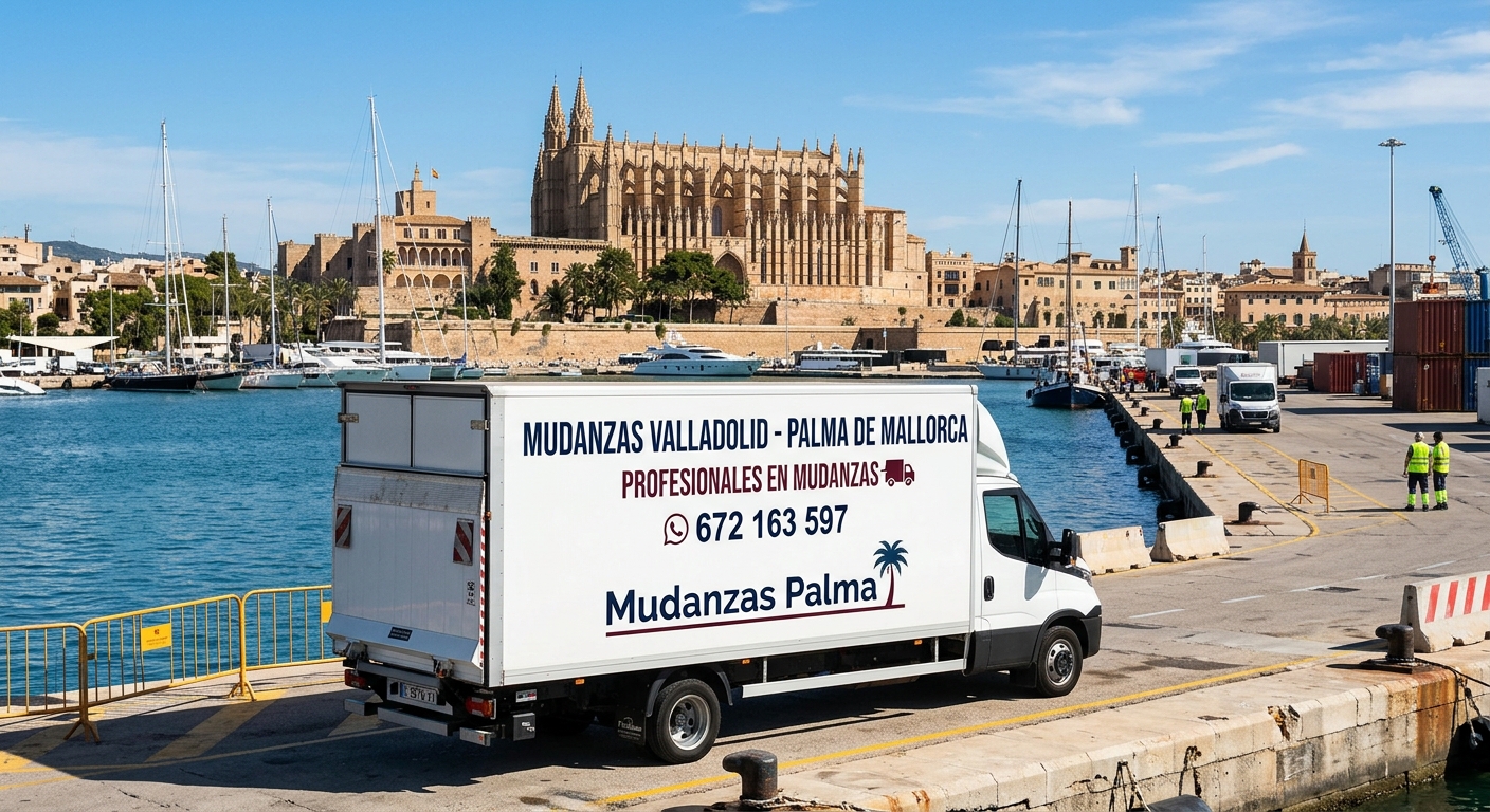 Mapa de la ruta de mudanzas Valladolid - Palma de Mallorca