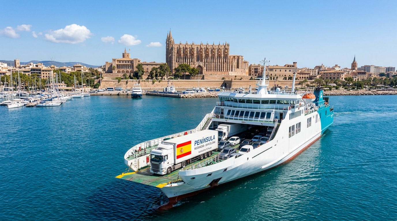 Mapa de rutas de mudanzas de la península a palma de mallorca