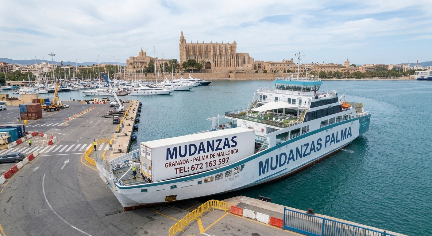 Mapa de la ruta de mudanzas Granada - Palma de Mallorca